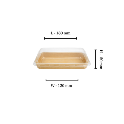 Small Kraft Platter Base & PET Lid -185x129x24mm - ( Pack of 50)