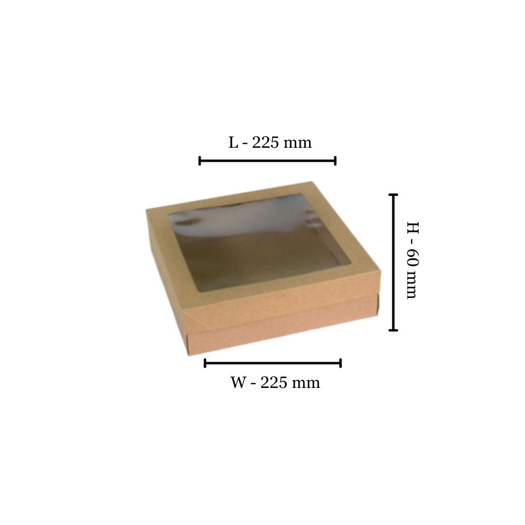 Small  Catering Box & Lid with window - 225X225X60mm - (Pack of 10)