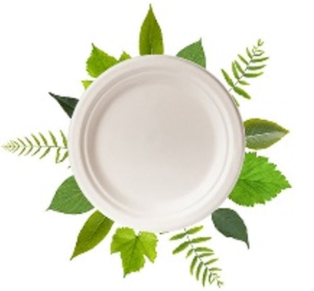 Biodegradable 18 cm Round Plate  - Bagasse (50 Per Pack)
