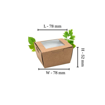 Natural Kraft Brownie Box with PLA Window (50 Per Pack)