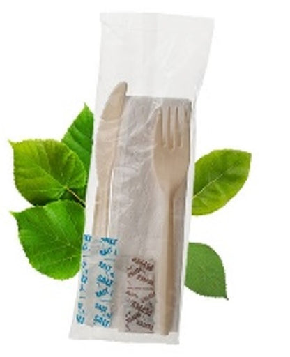 Cornstarch Cutlery Pack (Fork, Knife, Salt, Pepper & 1ply Serviette) (Box of 500)