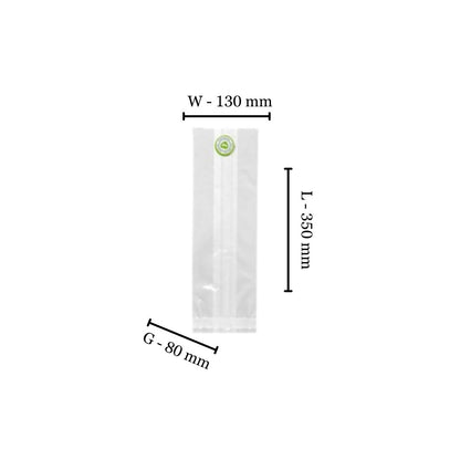 Compostable PLA Bags -3000ml L350xW130xG80 (Pack of 100)