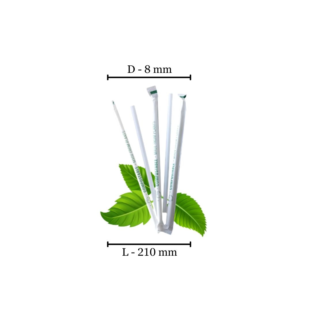 PLA STRAW D8xL210mm (PACK OF 200 )
