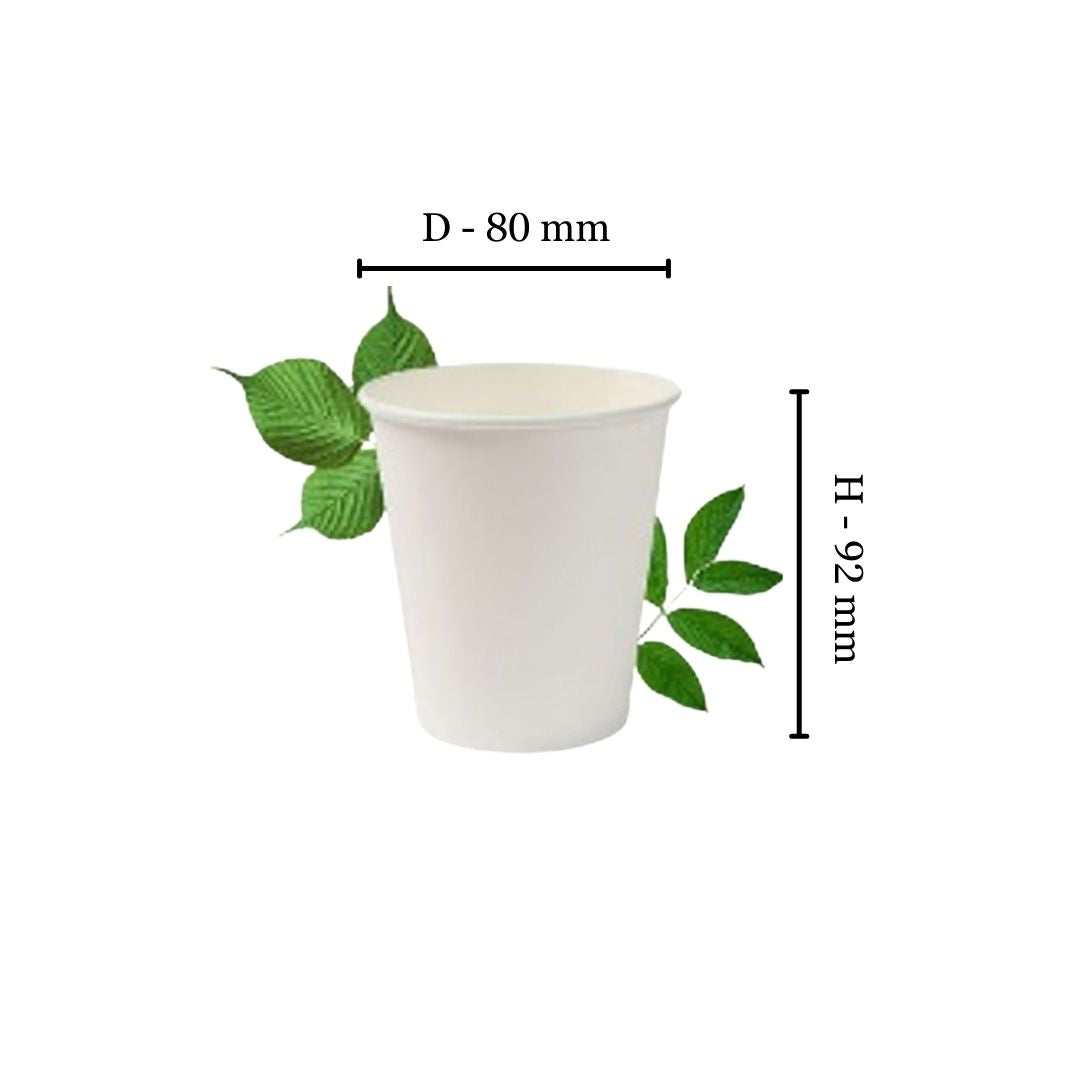 250ml Plain White Double Wall Coffee Cup - PLA Lined (Pack of 25)
