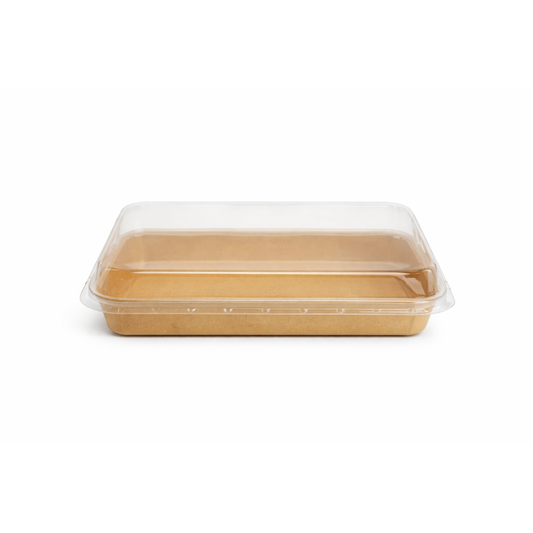 Medium Kraft Platter Base & PET Lid - 241x152x24mm - (Pack of 50)