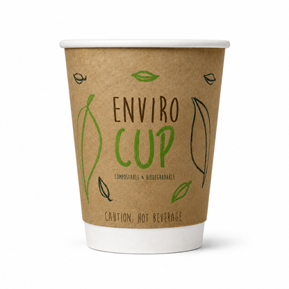 350ml Kraft Double Wall Coffee Cup - Enviro - PLA Lined (Pack of 25)
