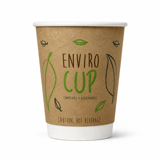 350ml Kraft Double Wall Coffee Cup - Enviro - PLA Lined (Pack of 25)