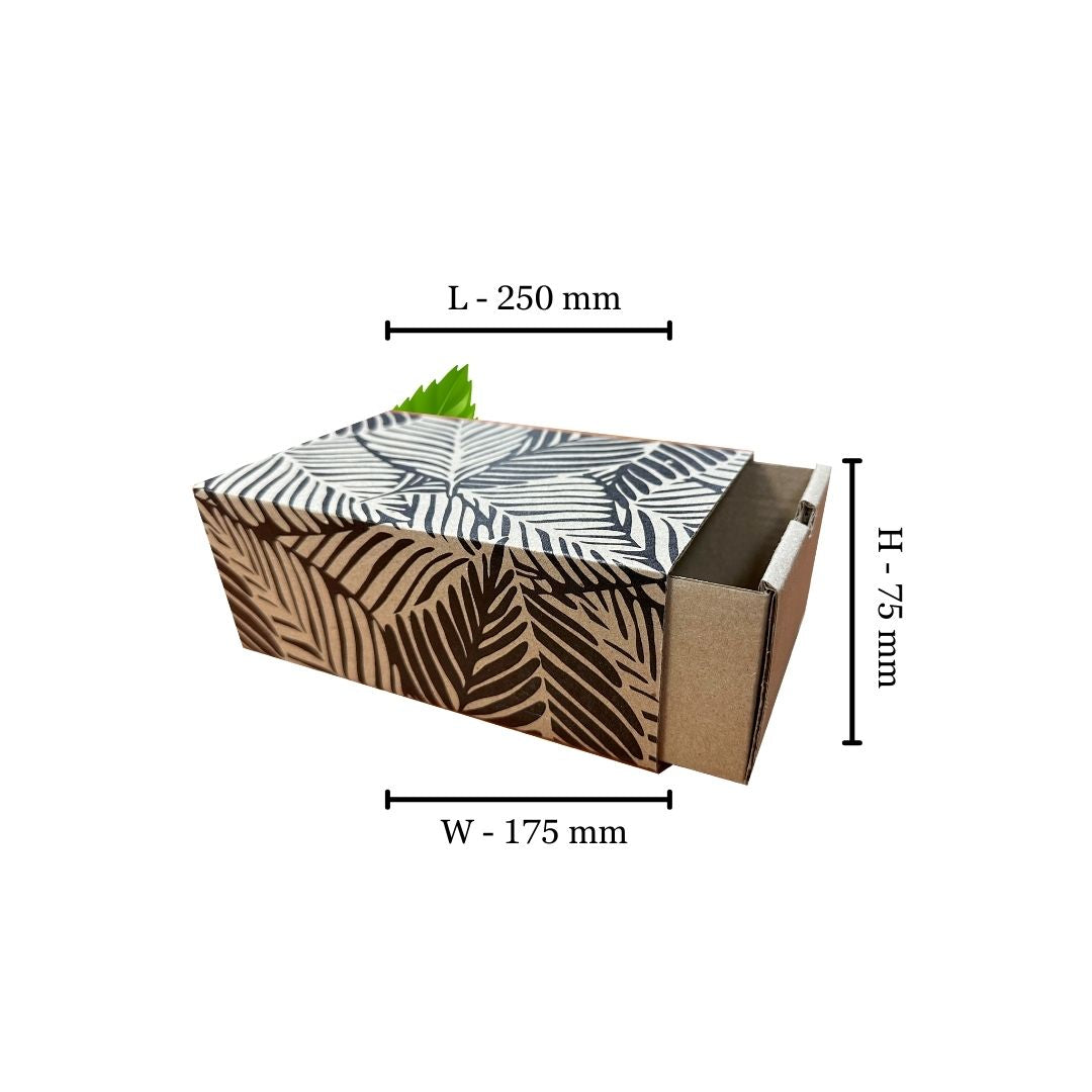 Kraft Sleeve & Base Box with Black Design - Medium  250x175x75mm (Pack of 10)
