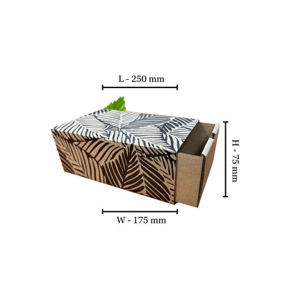 Kraft Sleeve & Base Box with Black Design - Medium  250x175x75mm (Pack of 10)