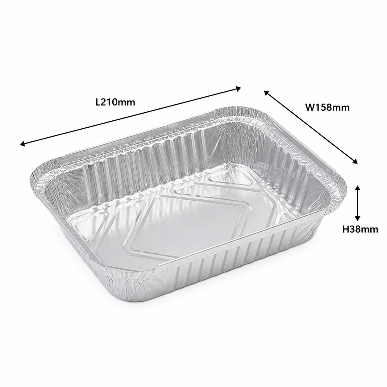 Foil Tray W4153 - 210x158x38mm (890ml) (Pack of 125) - Heavy Duty