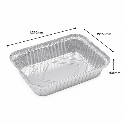Foil Tray W4153 - 210x158x38mm (890ml) (Pack of 125) - Heavy Duty