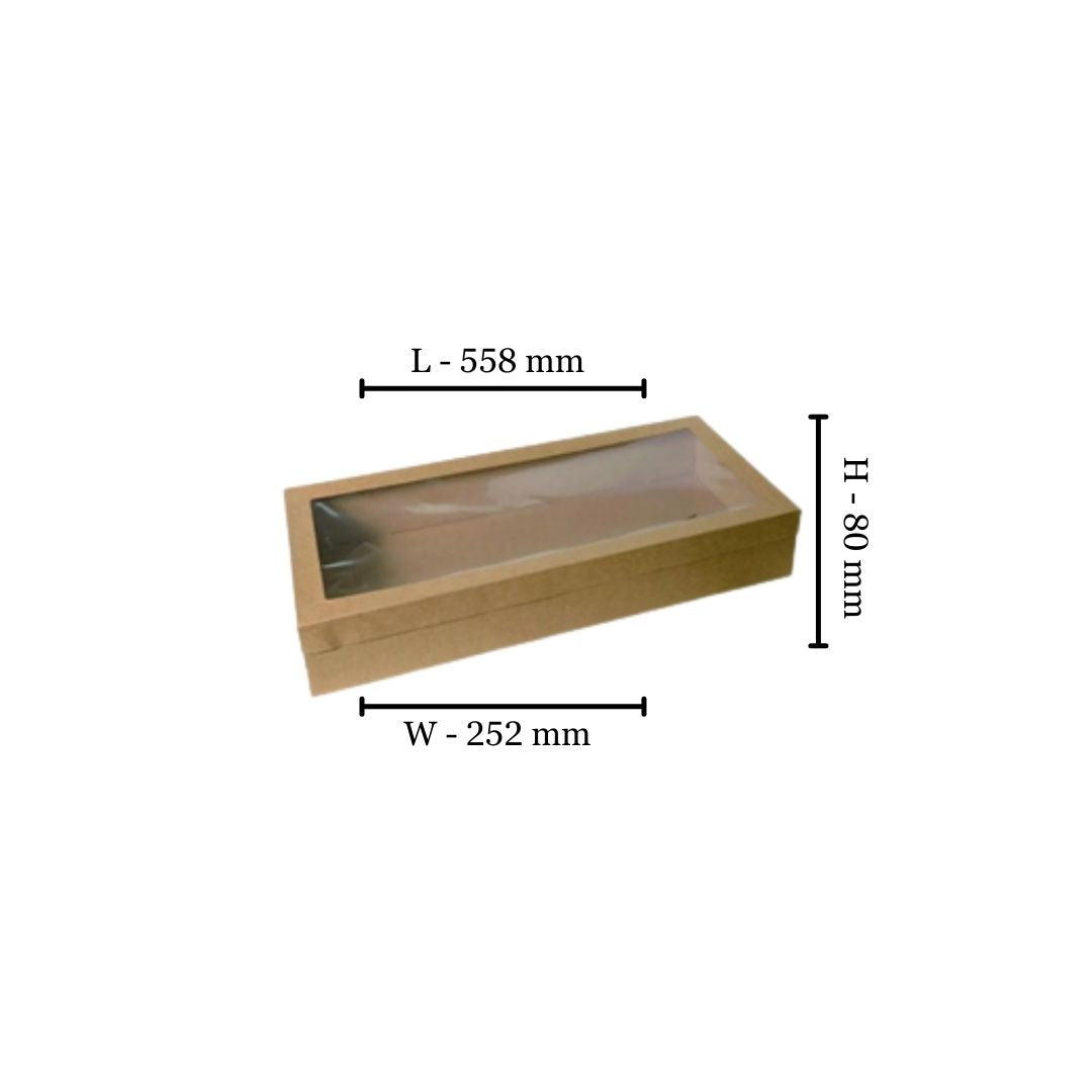 XLarge Catering Box & Lid with window - 558x252x80mm  - (Pack of 10)