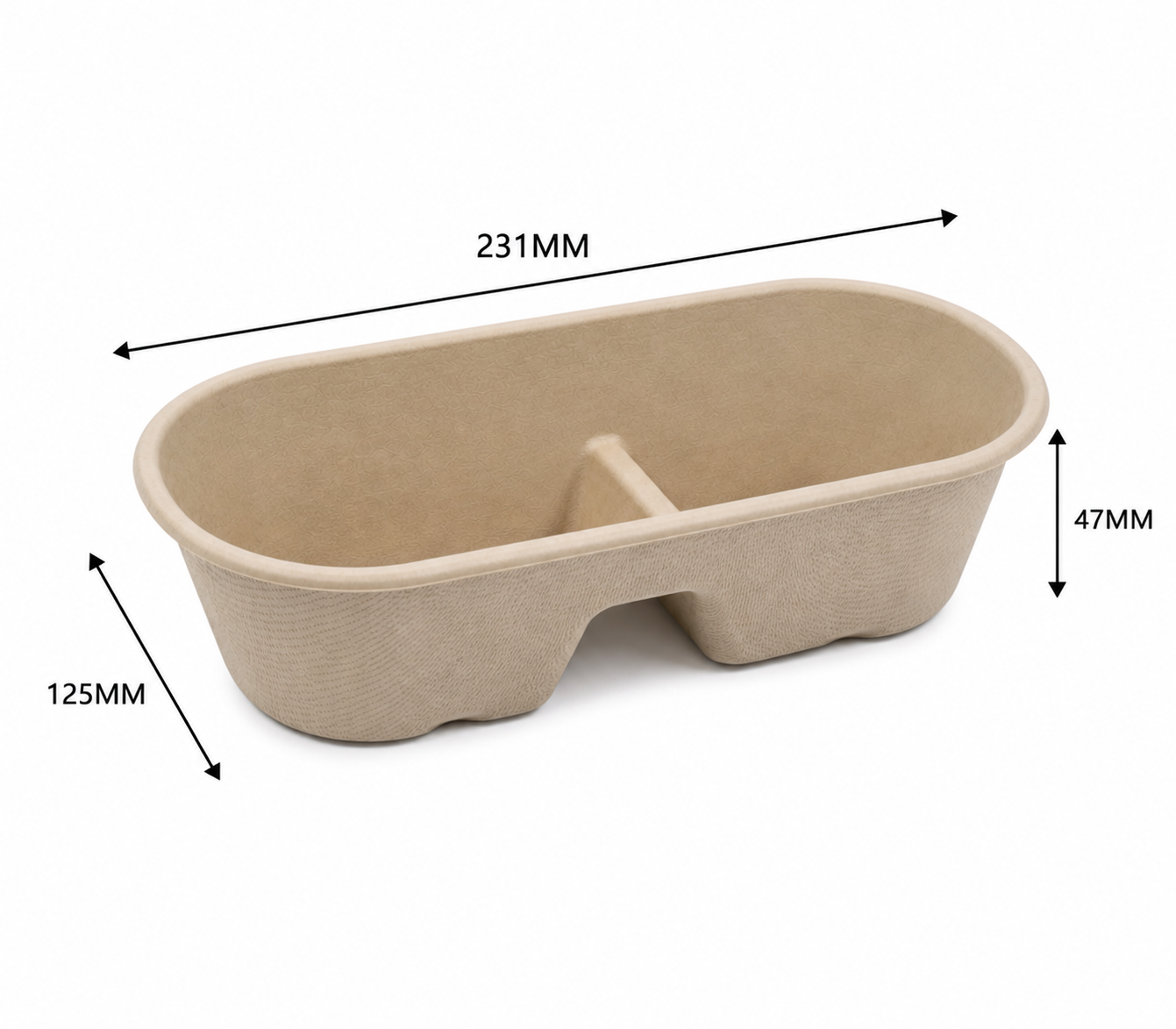 Bagasse 850ml Two Compartment Base only (Pack of 50)