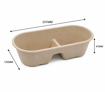 Bagasse 850ml Two Compartment Base only (Pack of 50)
