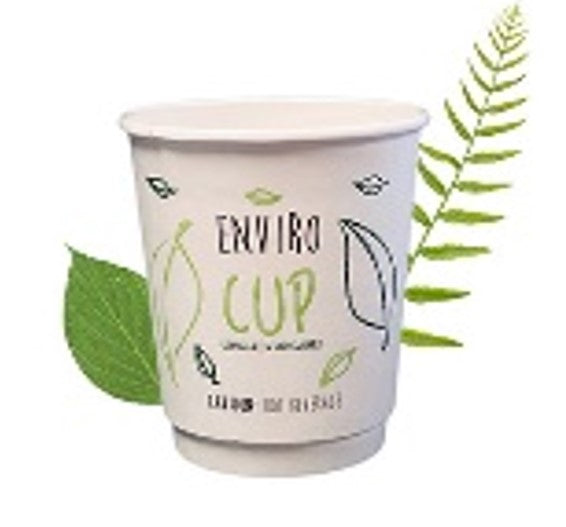 250ml White Double Wall Coffee Cup - Enviro - PLA Lined (Pack of 25)