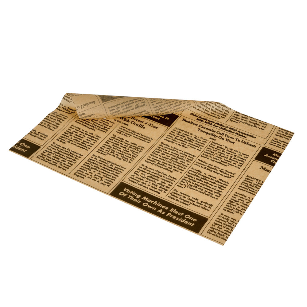 Newspaper Print Greaseproof Sheets - 420x310mm (Pack of 500)