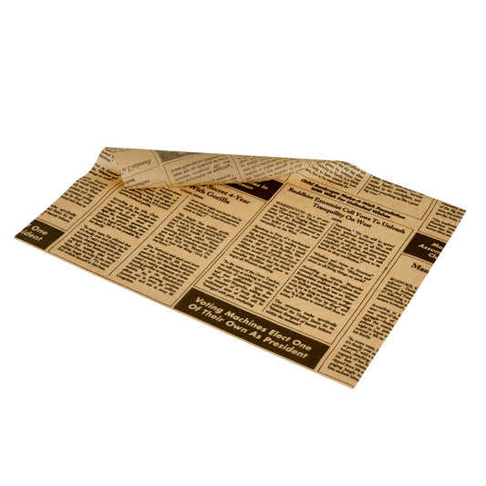Newspaper Print Greaseproof Sheets - 420x310mm (Pack of 500)