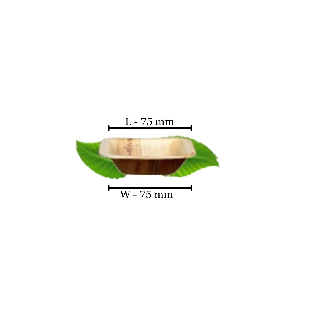 7.5cm Palm Leaf Square Dip Bowl  (pack of 10)