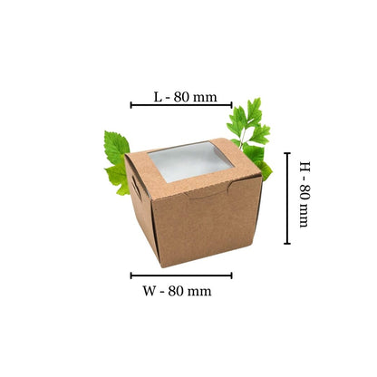 Natural Kraft Muffin Box with PLA Window (50PP) (8x8x8cm)