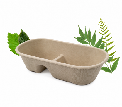 Bagasse 850ml Two Compartment Base only (Pack of 50)