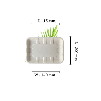 Bagasse Food Tray 1 (200x140x15mm) (Pack of 50)