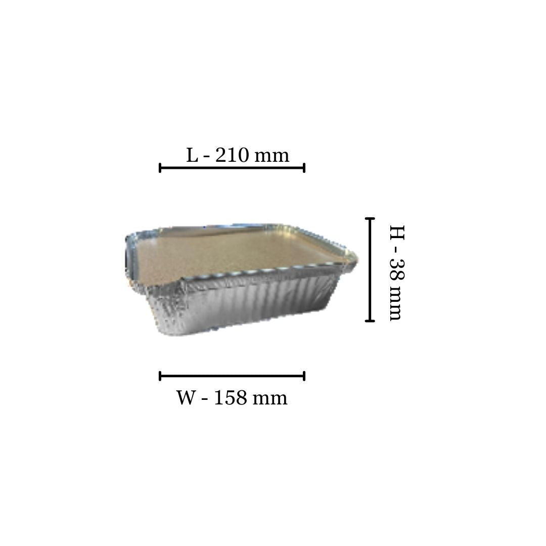 Foil Tray W4153 - 210x158x38mm (890ml) (Pack of 125) - Heavy Duty