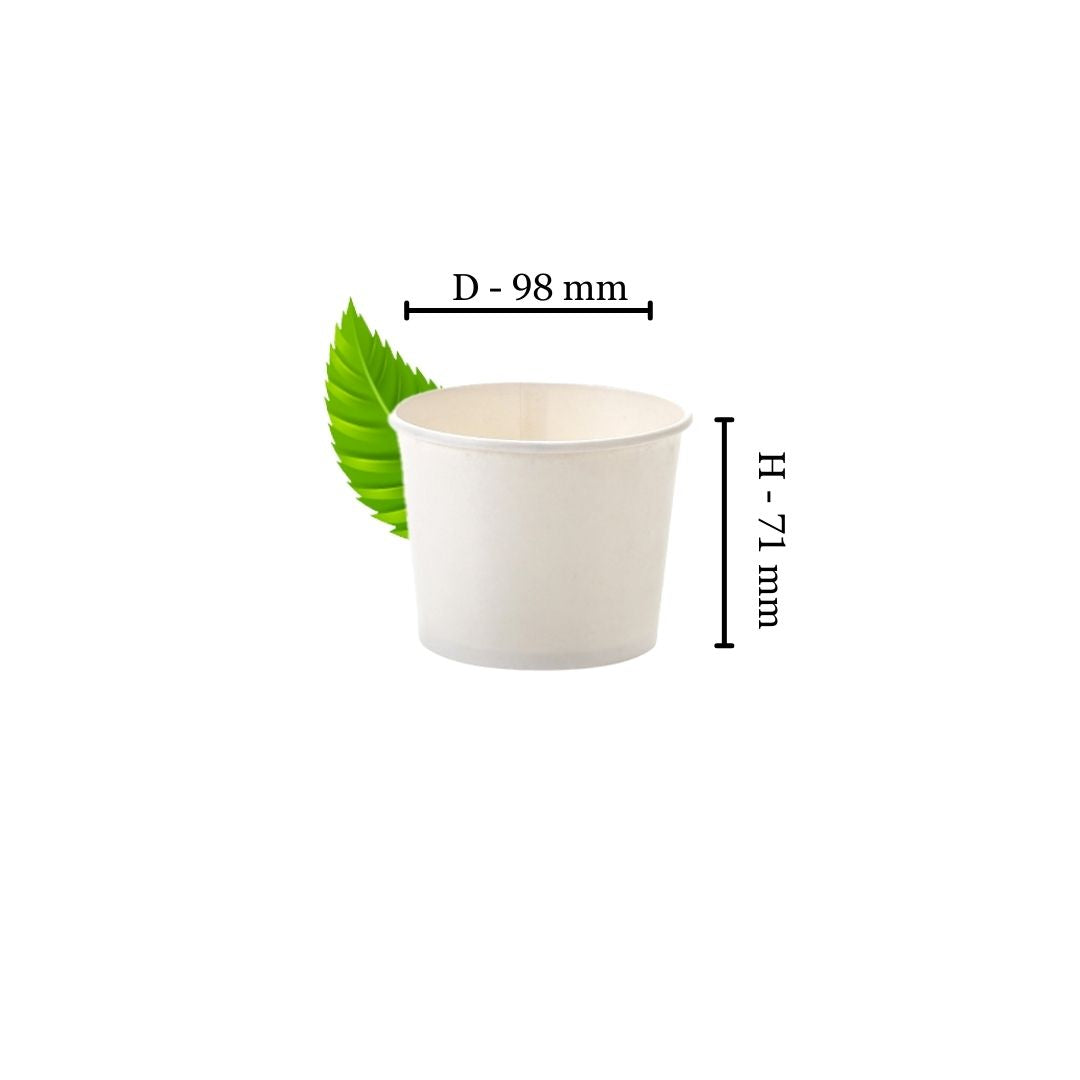 Recyclable 350ml White Ice Cream/Soup Tub (Pack of 25)