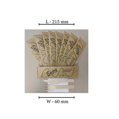 Wooden Cutlery Set 3 in1 ( Knife,Fork & Serviette) 250 Per Box
