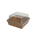 Square small Kraft container & PET Lid - 115x115x35mm - (Pack of 50)