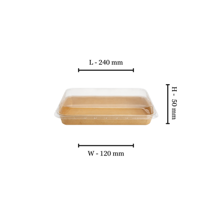 Medium Kraft Platter Base & PET Lid - 241x152x24mm - (Pack of 50)