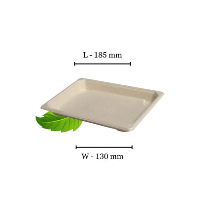 Bagasse Medium Sushi Tray 185 x 130mm (Pack of 100)