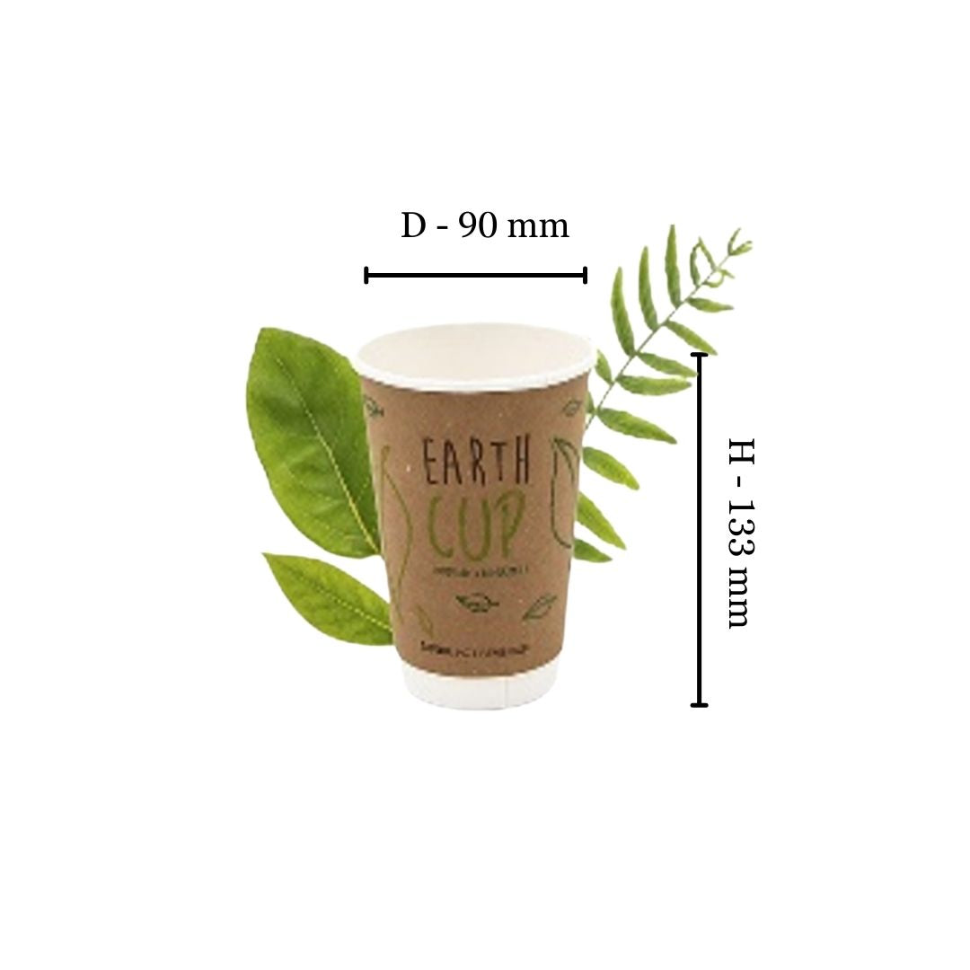 500ml Kraft Double Wall Coffee Cup - Enviro - PLA Lined (Pack of 25)