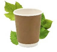 350ml Compostable Plain Kraft Double Wall Hot Cup (25 Per Pack)