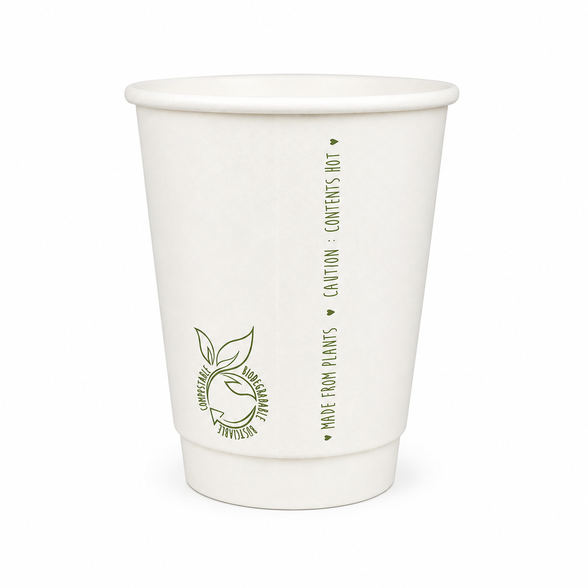 350ml Plain White Double Wall Coffee Cup - PLA Lined (Pack of 25)