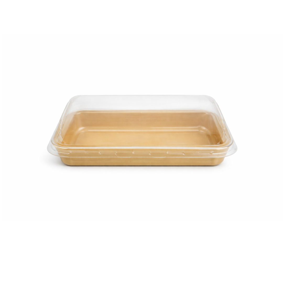 Small Kraft Platter Base & PET Lid -185x129x24mm - ( Pack of 50)