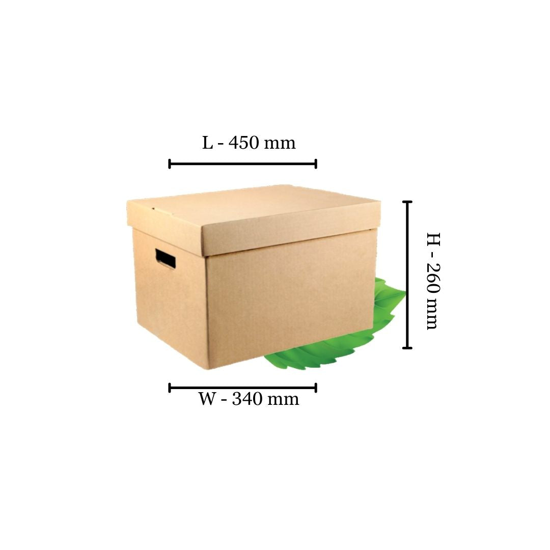 Large Kraft Picnic Box with lid - 450x340x260 (Sold Individually)