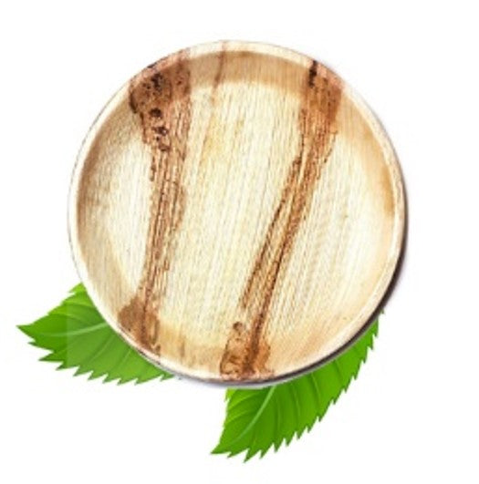 25cm Palm Leaf Round Dinner Plate (pack of 8)