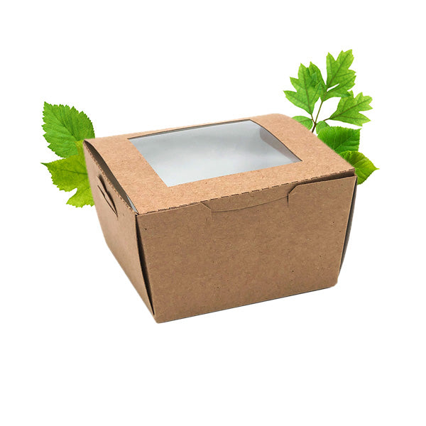 Natural Kraft Brownie Box with PLA Window (50 Per Pack)
