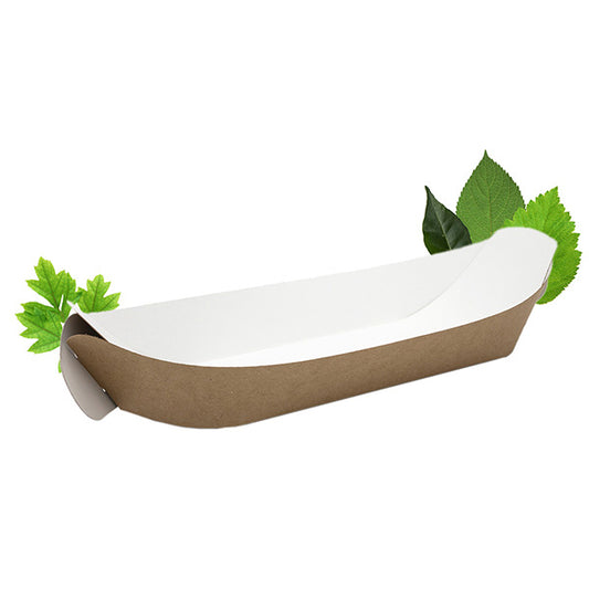 Natural Kraft Medium Boat Food Tray - 235x125x34mm (Pack of 50)