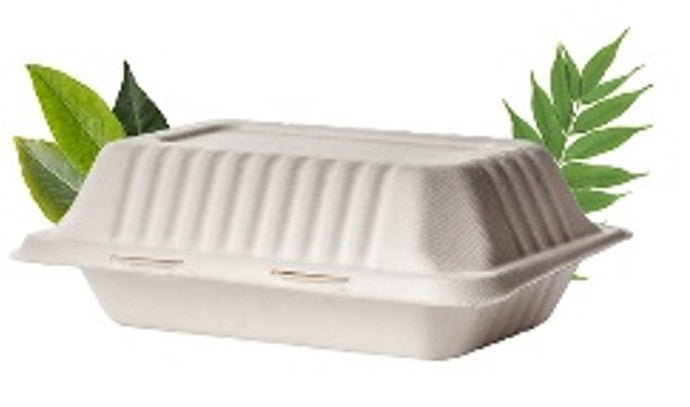 Biodegradable 1000ml Single Division Meal Box - Bagasse (50 per pack)
