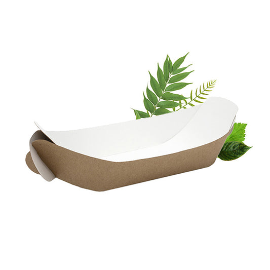 Natural Kraft Small Boat Food Tray - 205x110x34mm (Pack of 50)